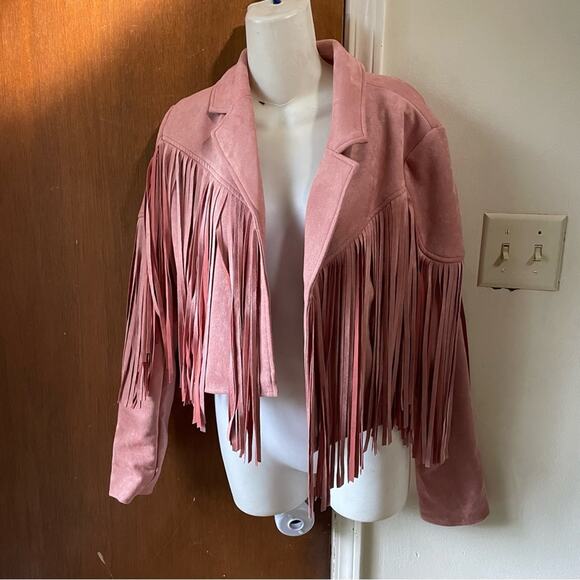 New Pink fringe crop jacket - Picture 4 of 6